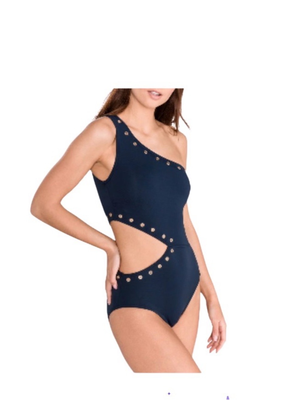 Michael Kors Navy Swimsuit with Gold Logo Plaque Women’s Size 10